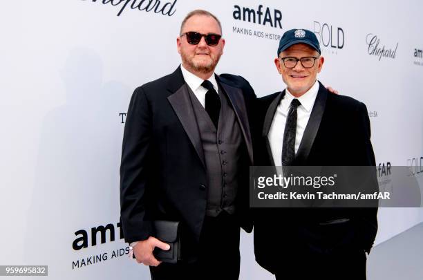 Kevin Robert Frost and Bill Roedy arrive at the amfAR Gala Cannes 2018 at Hotel du Cap-Eden-Roc on May 17, 2018 in Cap d'Antibes, France.