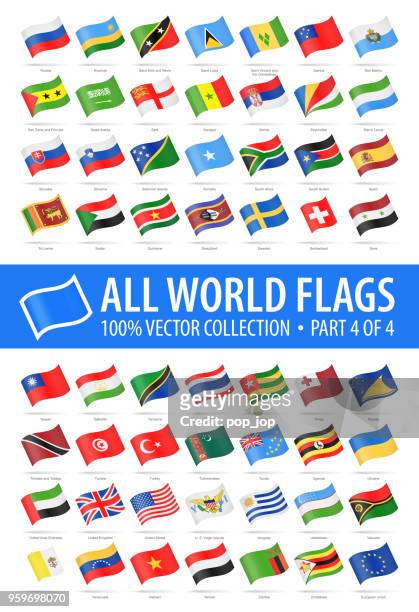 world flags - vector waving glossy icons - part 4 of 4 - serbian flag stock illustrations