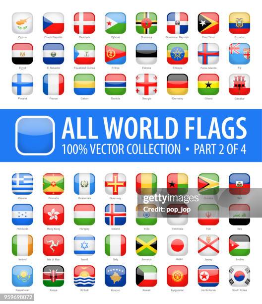 ilustraciones, imágenes clip art, dibujos animados e iconos de stock de banderas del mundo - vector redondean cuadrado brillantes iconos - parte 2 de 4 - georgia