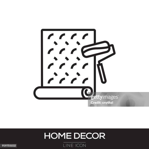 home decor line icon - library interior stock illustrations