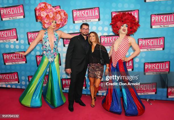 Ada Nicodemou poses alongside drag queens during the Priscilla Queen of the Desert Opening Night at Capitol Theatre on May 17, 2018 in Sydney,...