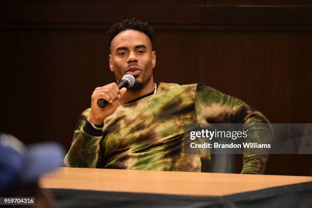 Former football player / TV personality Rashad Jennings discusses his new book "The IF in LIFE" at Barnes & Noble at The Grove on May 17, 2018 in Los...