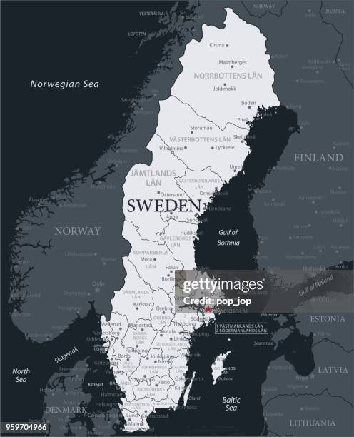 19 - sweden - black gray 10 - grayscale stock illustrations