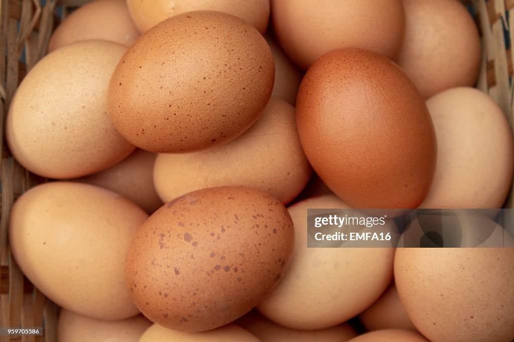 A Basket of Hens Eggs from Above