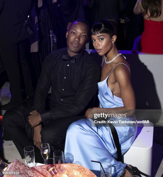 Corey Hawkins and Laura Harrier attend the amfAR Gala Cannes 2018 after party at Hotel du Cap-Eden-Roc on May 17, 2018 in Cap d'Antibes, France.