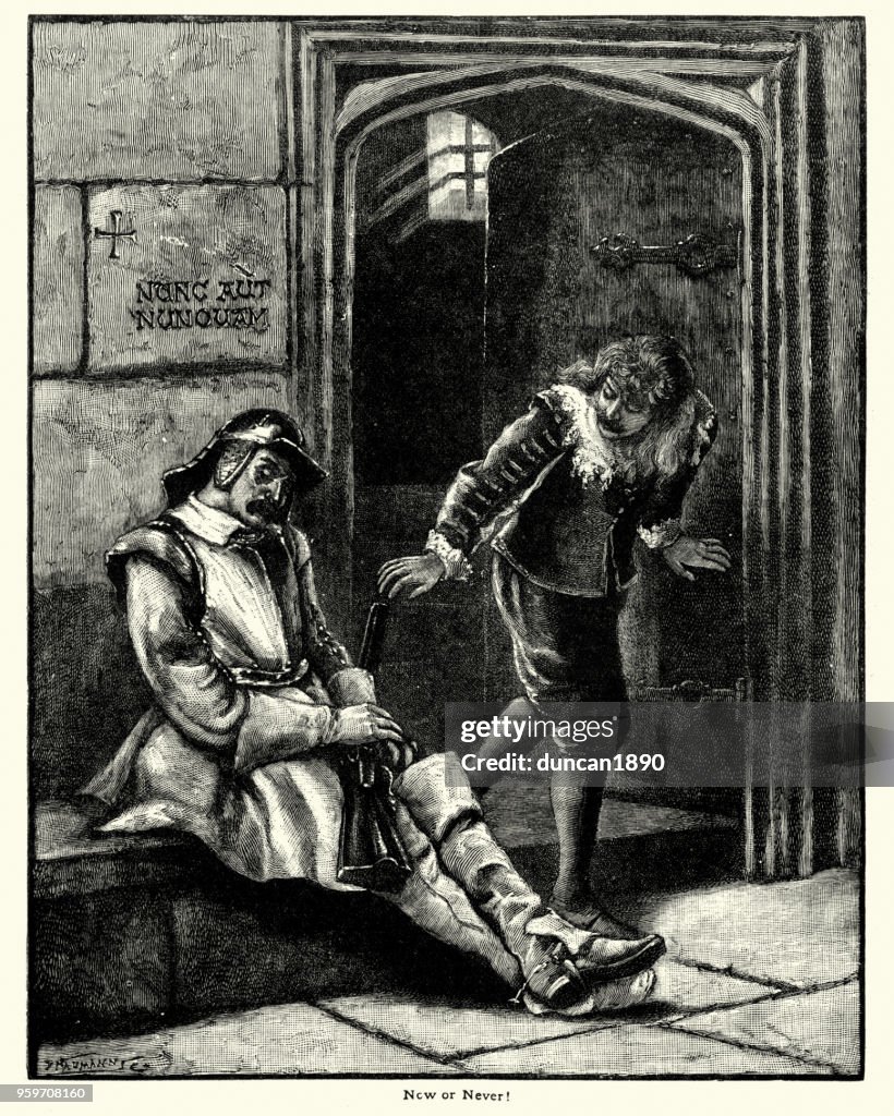 Royalist prisoner escapes while guard is sleeping on the job