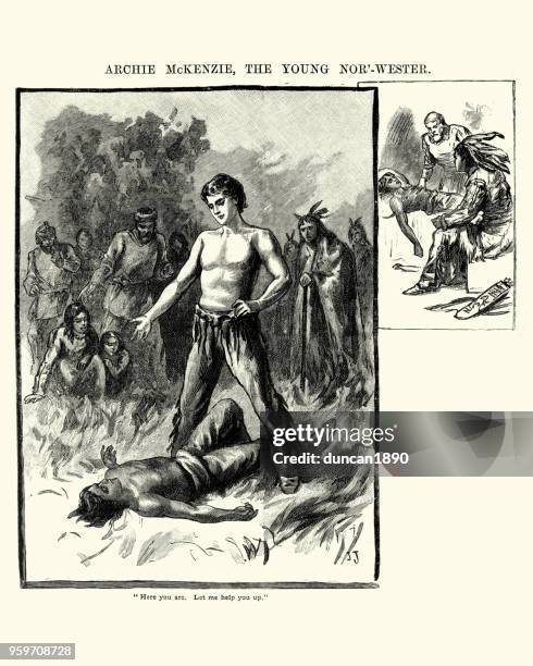 boy standing over his oponente after a wrestling match - northwest territories stock illustrations