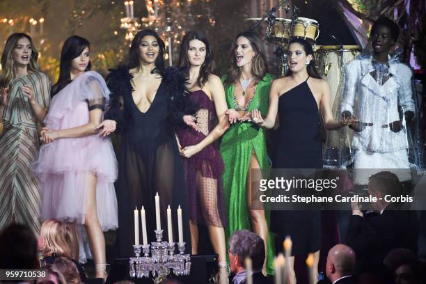 Megan Williams, Georgia Fowler, Danielle Herrington, Isabeli Fontana, Izabel Goulart, Sara Sampaio and Maria Borges attend the amfAR Gala Cannes 2018...