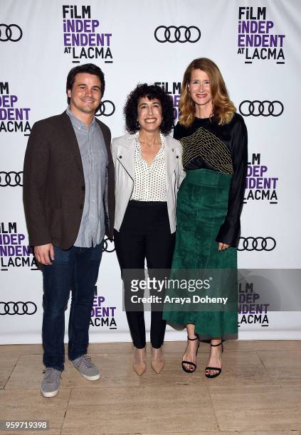 Jason Ritter, Jennifer Fox and Laura Dern attend Film Independent at LACMA hosts special screening of "The Tale" at Bing Theater At LACMA on May 17,...