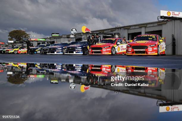 Fabian Coulthard drives the Shell V-Power Racing Team Ford Falcon FGX during practice for the Supercars Winton SuperSprint on May 18, 2018 in...
