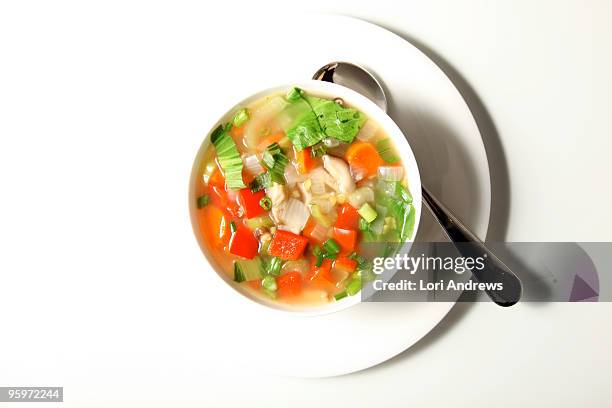 easy veggie soup - sopa de verduras fotografías e imágenes de stock