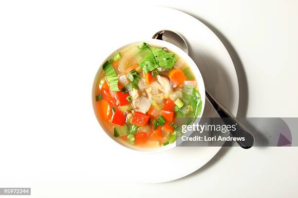 easy veggie soup - vegetable soup stockfoto's en -beelden