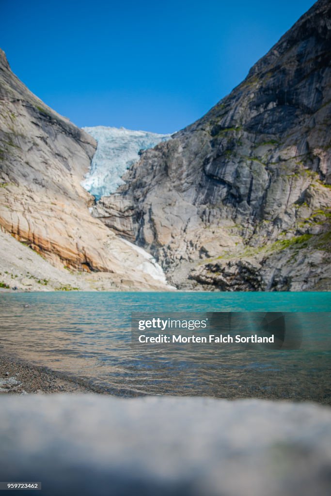 Briksdalsbreen Glacier, Norway on a Bright Summer Afternoon