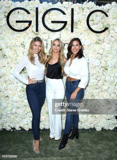 Natasha Oakley, Gigi Caruso, Devin Brugman arrive at the Gigi C Bikinis Pop-Up Launch Event at The Park at The Grove on May 17, 2018 in Los Angeles,...