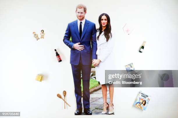 From left, The royal couple jolly gingers, gingerbread men, manufactured by the Biscuiteer Baking Company Ltd., , A bottle of Harry & Meghan's...