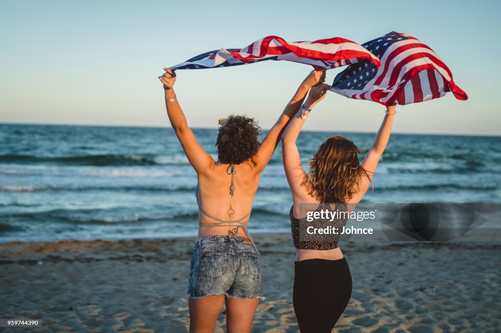 Joyful American girls