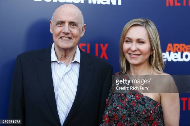 Jeffrey Tambor and Kasia Ostlun attend the premiere of Netflix's 'Arrested Development' Season 5 at Netflix FYSee Theater on May 17, 2018 in Los...