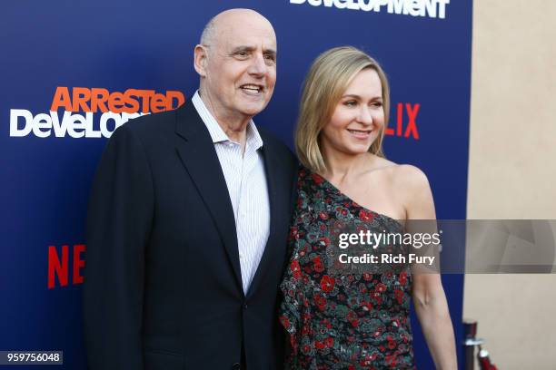 Jeffrey Tambor and Kasia Ostlun attend the premiere of Netflix's 'Arrested Development' Season 5 at Netflix FYSee Theater on May 17, 2018 in Los...