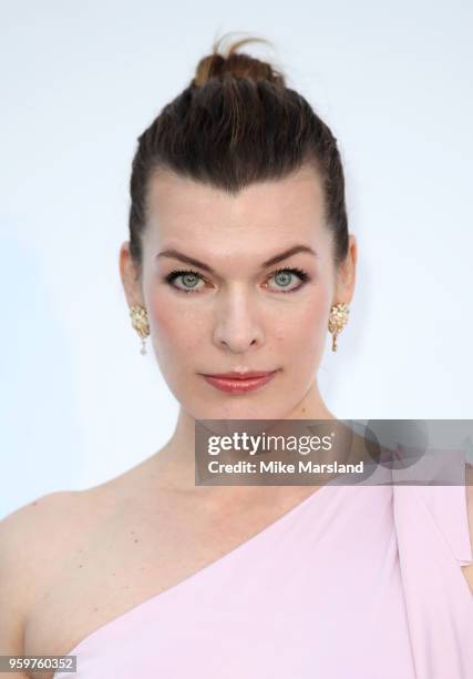 Milla Jovovich arrives at the amfAR Gala Cannes 2018 at Hotel du Cap-Eden-Roc on May 17, 2018 in Cap d'Antibes, France.