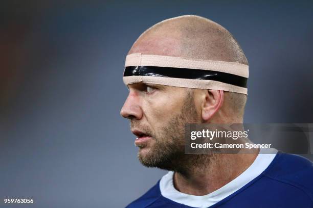 David Gower of the Eels looks on during the round 11 Parramatta Eels and the New Zealand Warriors at ANZ Stadium on May 18, 2018 in Sydney, Australia.