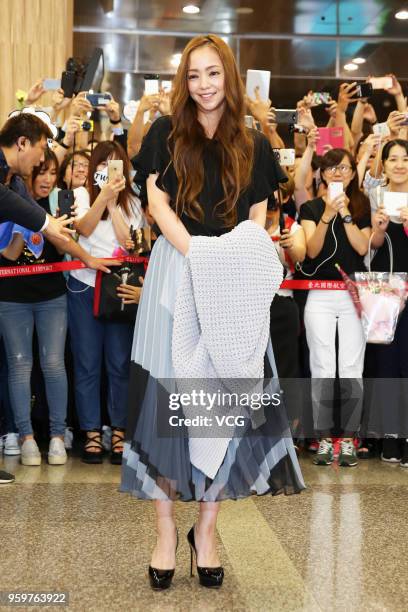 Singer Namie Amuro arrives at Taipei Songshan Airport for 'Namie amuro Final Tour 2018 - Finally ~ in Asia' on May 17, 2018 in Taipei, Taiwan.