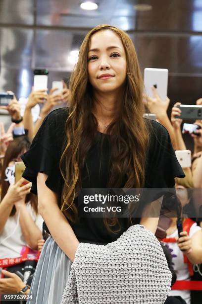 Singer Namie Amuro arrives at Taipei Songshan Airport for 'Namie amuro Final Tour 2018 - Finally ~ in Asia' on May 17, 2018 in Taipei, Taiwan.