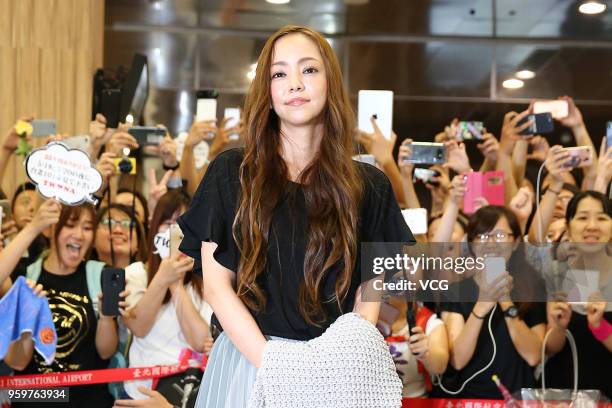 Singer Namie Amuro arrives at Taipei Songshan Airport for 'Namie amuro Final Tour 2018 - Finally ~ in Asia' on May 17, 2018 in Taipei, Taiwan.