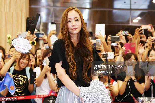 Singer Namie Amuro arrives at Taipei Songshan Airport for 'Namie amuro Final Tour 2018 - Finally ~ in Asia' on May 17, 2018 in Taipei, Taiwan.