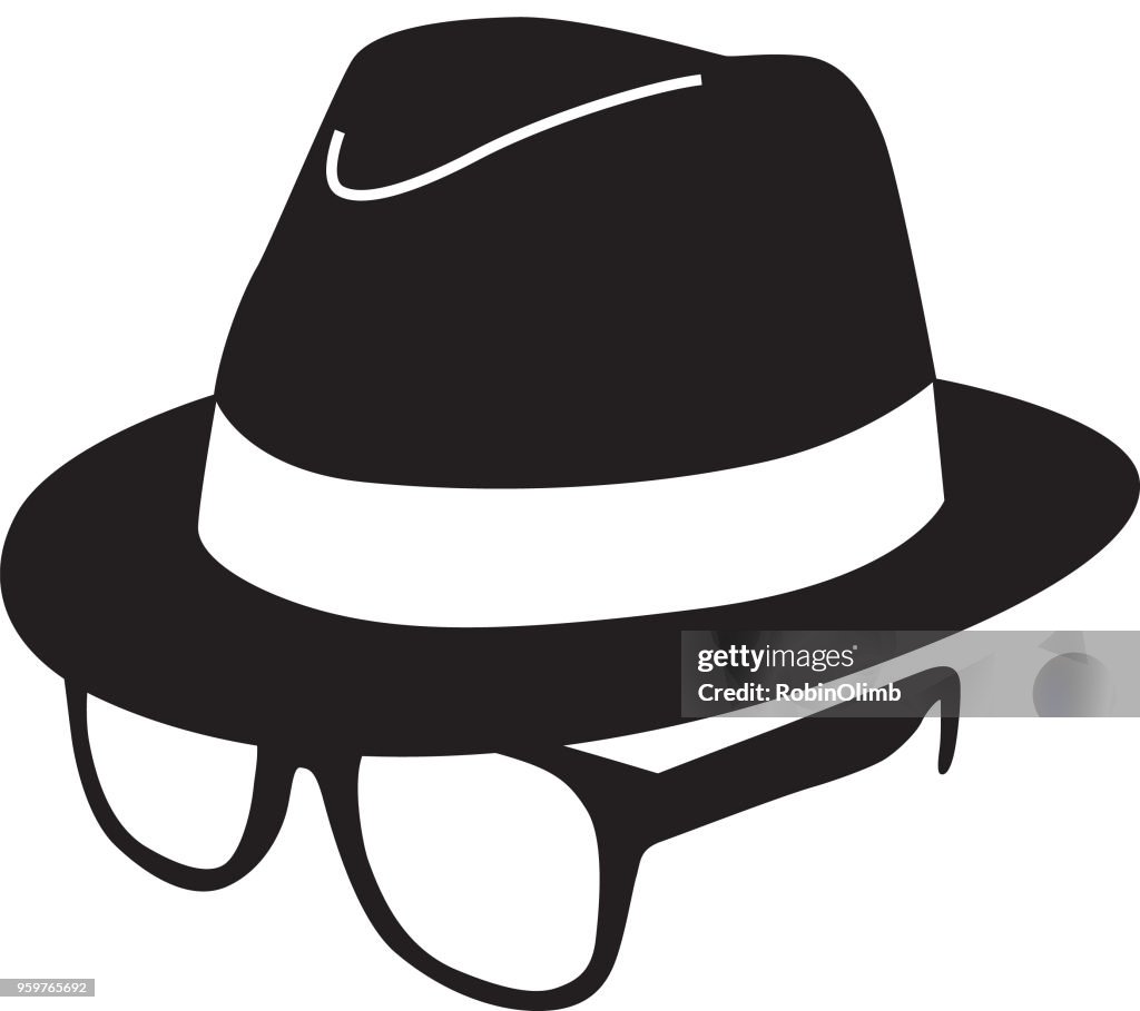 Schwarzen Hut und Brille-Symbol