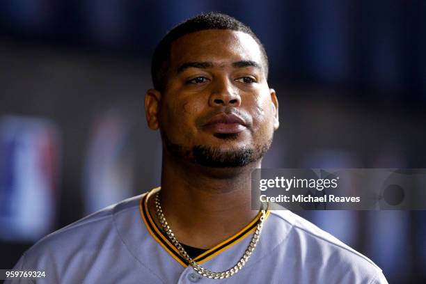 Ivan Nova of the Pittsburgh Pirates looks on against the Miami Marlins at Marlins Park on April 15, 2018 in Miami, Florida.