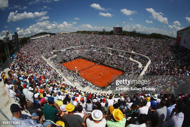 General view during the Quarter Final match between Rafael Nadal of Spain and Fabio Fognini of Italy during day six of The Internazionali BNL...