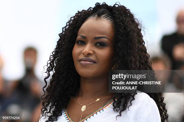 Ethiopian actress Yordanos Shiferaw poses on May 18, 2018 during a photocall for the film "Capharnaum" at the 71st edition of the Cannes Film...