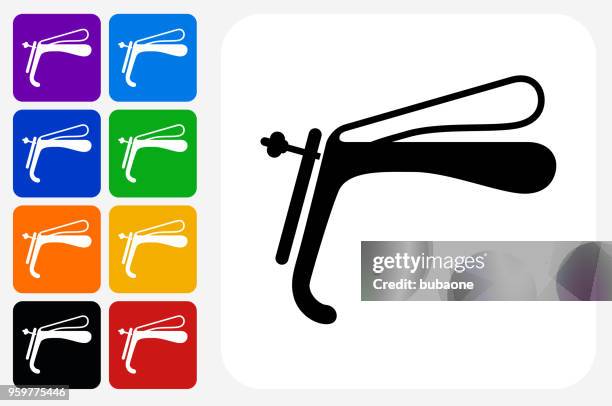 speculum icon square button set - speculum stock illustrations