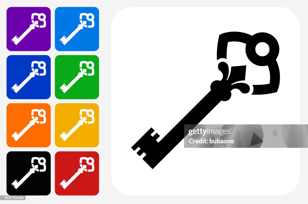 Alte Schlüssel Symbol Square Buttonset