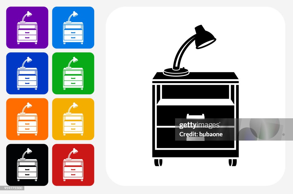 Filing Cabinet Icon Square Button Set