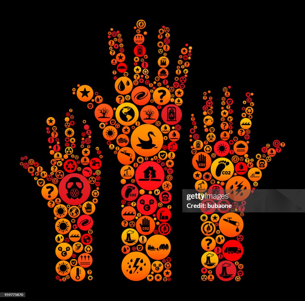 Raised Hands Climate Change Vector Icon Pattern
