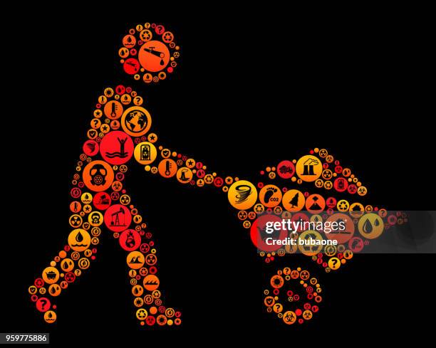 stick figure mining climate change vector icon pattern - ocean garbage stock illustrations