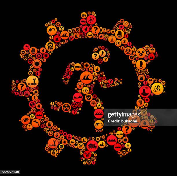 stick figure running gear climate change vector icon pattern - ocean garbage stock illustrations