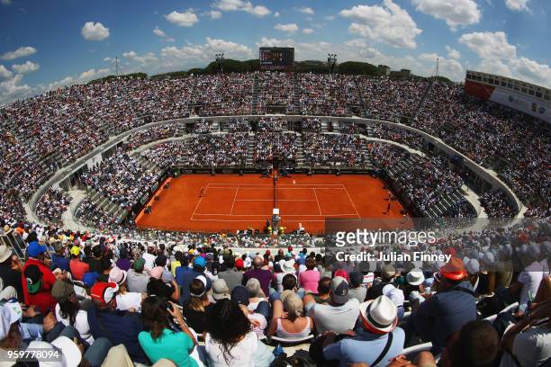 General view during the Quarter Final match between Rafael Nadal of Spain and Fabio Fognini of Italy during day six of The Internazionali BNL...