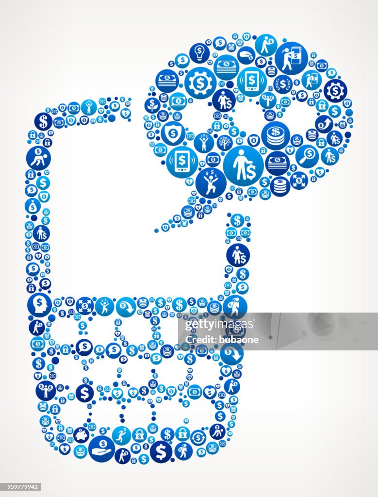 Handy Kommunikation Geld blaues Symbol Muster Hintergrund