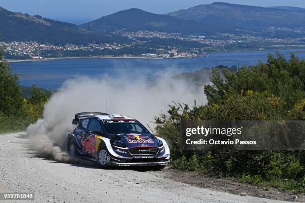 Sebastien Ogier of France and Julien Ingrassia of France compete in their M-Sport FORD WRT Ford Fiesta WRC during the SS3 Caminha of the WRC Portugal...