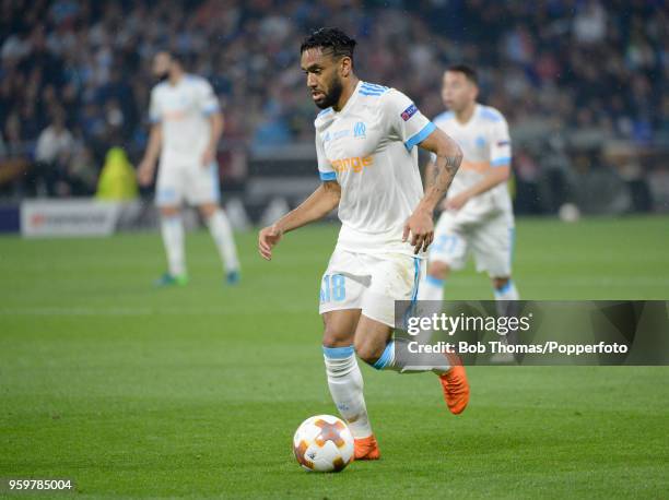 Jordan Amavi in action for Marseille during the UEFA Europa League Final between Olympique de Marseille and Club Atletico de Madrid at Stade de Lyon...