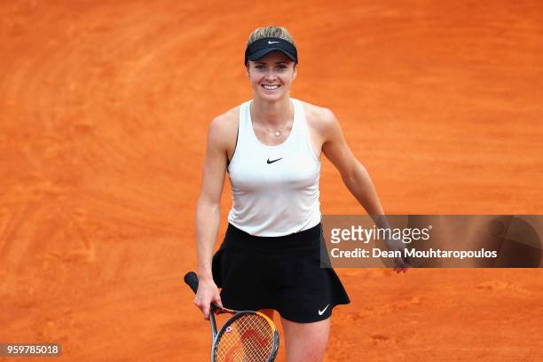 Elina Svitolina of Ukraine celebrates victory after her quarter final match victory against Angelique Kerber of Germany during day 6 of the...