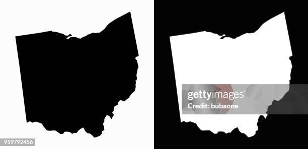 ohio state black and white simple map - ohio vector stock illustrations