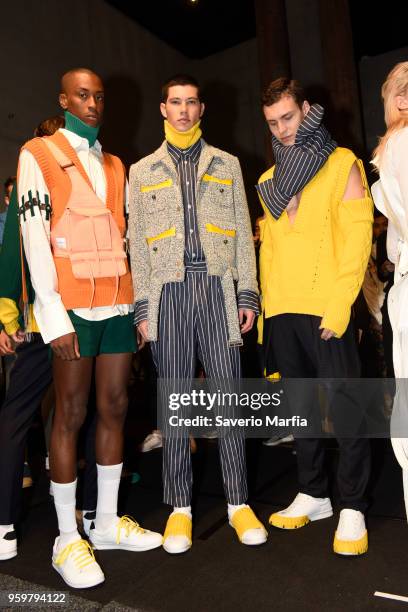 Model poses backstage ahead of the St.George NextGen show at Mercedes-Benz Fashion Week Resort 19 Collections at Carriageworks on May 16, 2018 in...