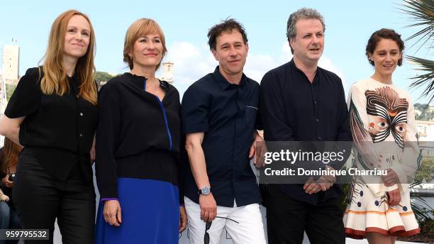 Cinefondation jury members Alante Kavaite, Valeska Grisebach, Cinefondation jury chair Bertrand Bonello with jury members Khalil Joreige and Ariane...