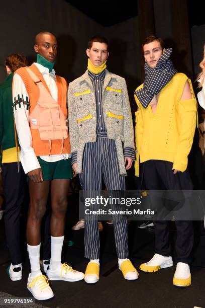 Model poses backstage ahead of the St.George NextGen show at Mercedes-Benz Fashion Week Resort 19 Collections at Carriageworks on May 16, 2018 in...