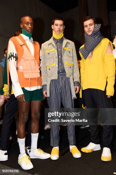 Model poses backstage ahead of the St.George NextGen show at Mercedes-Benz Fashion Week Resort 19 Collections at Carriageworks on May 16, 2018 in...