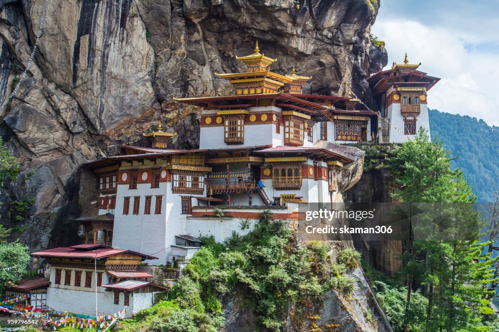 Landscape of Taktsang monastery  incredible temple located on the cliff near paro city