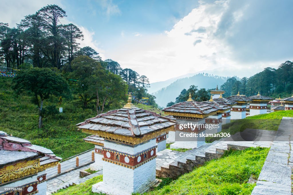 Beautiful landscape of Dochula 108 stupa at Dochula pass Bhutan